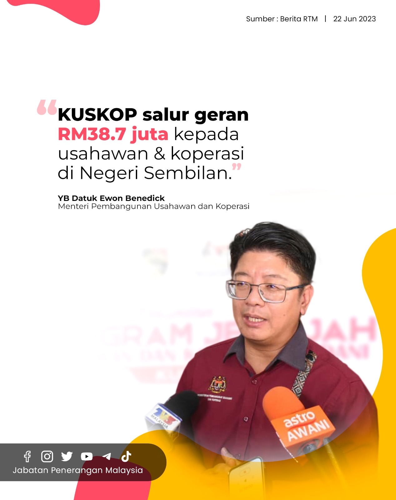 KUSKOP Salur Geran RM38 7 Juta Kepada Usahawan Koperasi Di Negeri