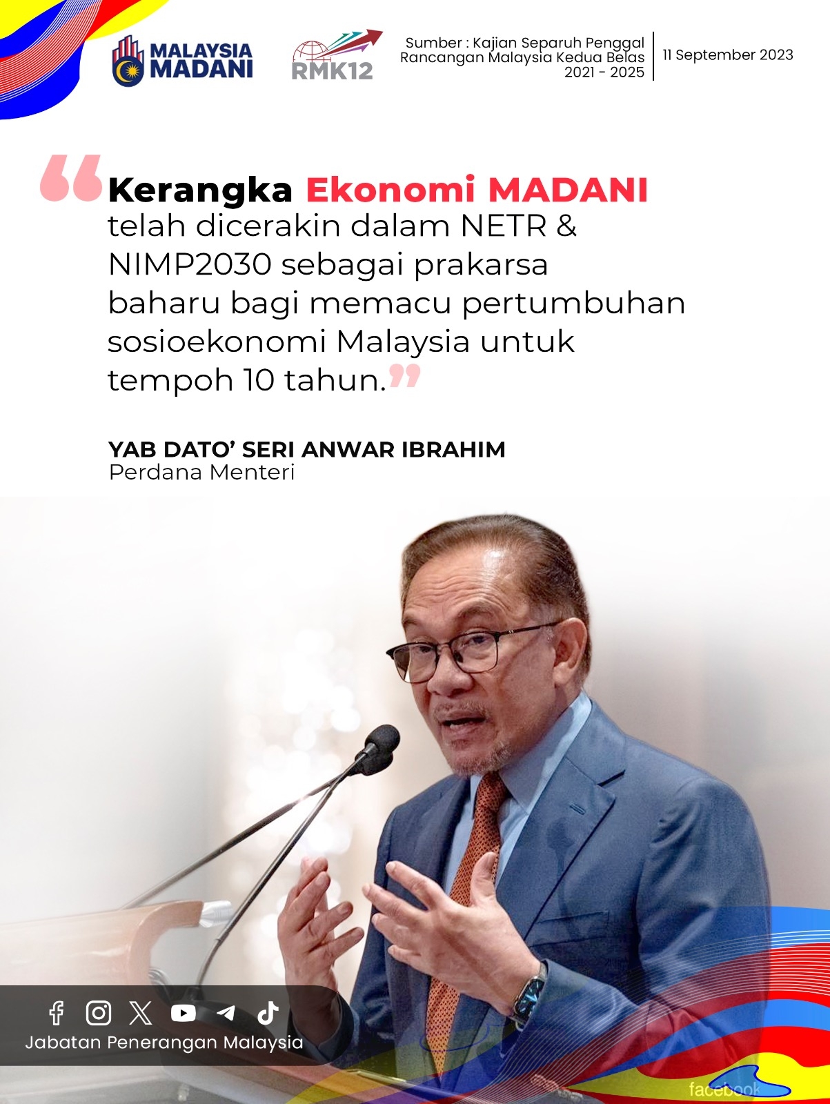 Kerangka Ekonomi MADANI Telah Dicerakin Dalam NETR NIMP2030 Sebagai