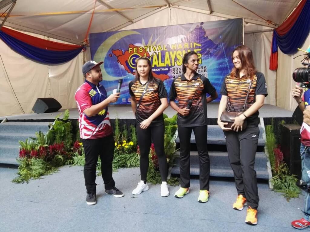 Antara atlet SEA Games yang hadir, dari kiri: An Najwa Azizan, Shandralelka Shanmugan dan Noramirah Dayan Noor Azhar