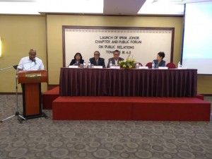 Ramakrishnan merasmikan Public Forum On Public Relations Toward IR 4.0 di Hotel Crystal Crown, Johor Bahru