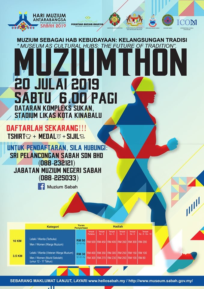 Poster aktiviti Hari Muzium Antarabangsa Peringkat Kebangsaan Negeri Sabah kali ke-23 bagi tahun 2019. 