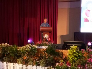 Timbalan Ketua Setiausaha Sains, Teknologi dan Inovasi MESTECC, Mohd Nor Azman Hassan ketika menyampaikan ucapan di Minggu Sains Negara Peringkat Negeri Johor 2019.