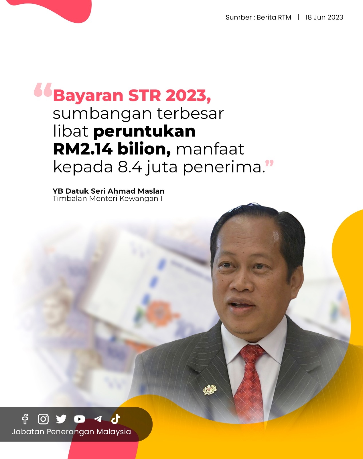 Bayaran STR 2023, Sumbangan Terbesar Libat Peruntukan RM2.14 Bilion ...