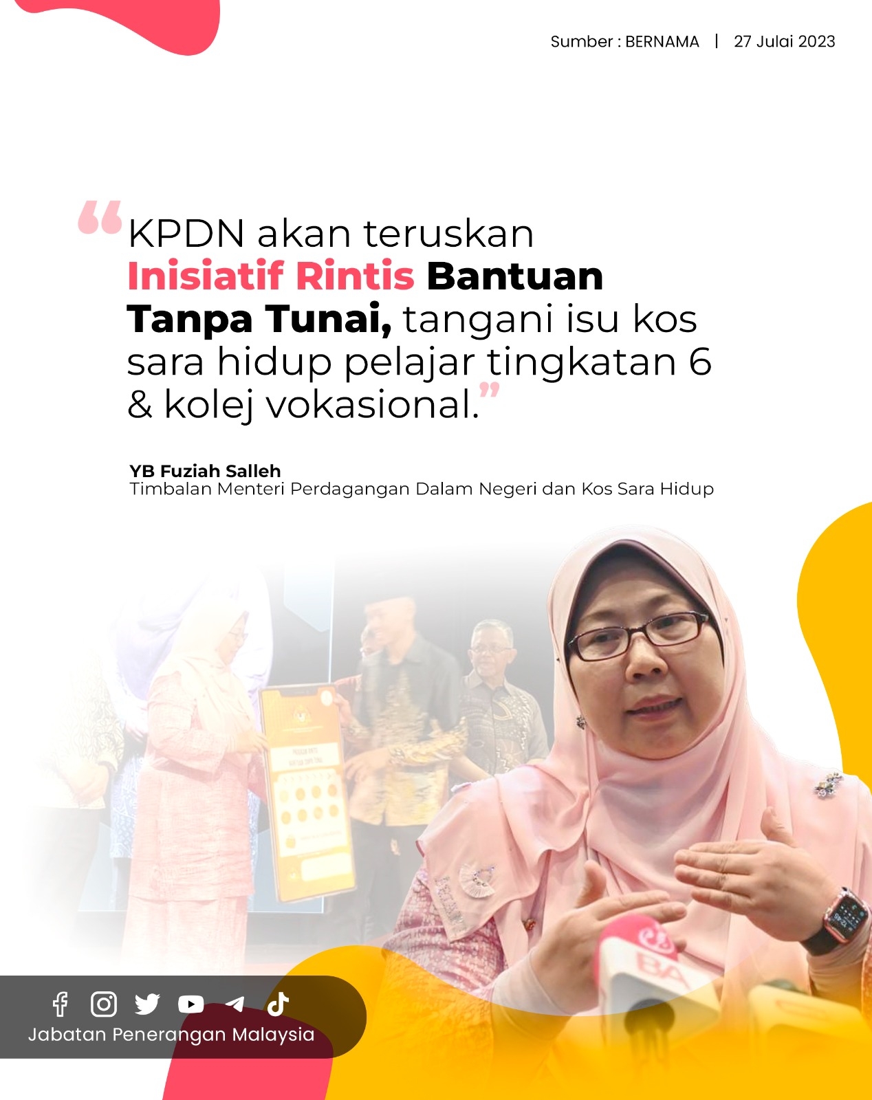 Kpdn Akan Teruskan Inisiatif Rintis Bantuan Tanpa Tunai Tangani Isu Kos Sara Hidup Pelajar