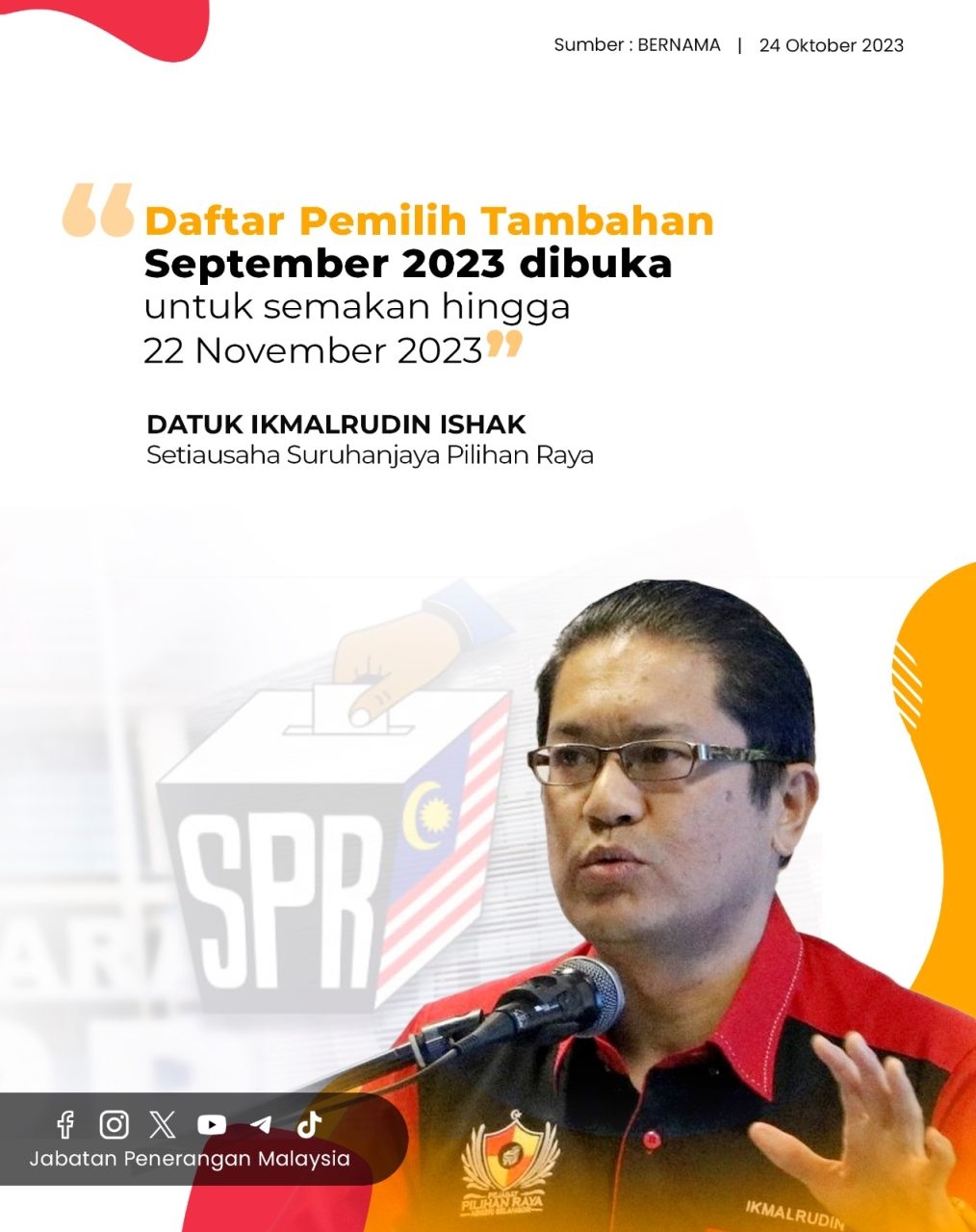 Daftar Pemilih Tambahan September 2023 Dibuka Untuk Semakan Hingga 22 ...