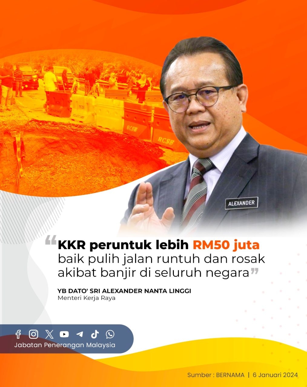 Kkr Peruntuk Lebih Rm Juta Baik Pulih Jalan Runtuh Dan Rosak Akibat Banjir Di Seluruh Negara