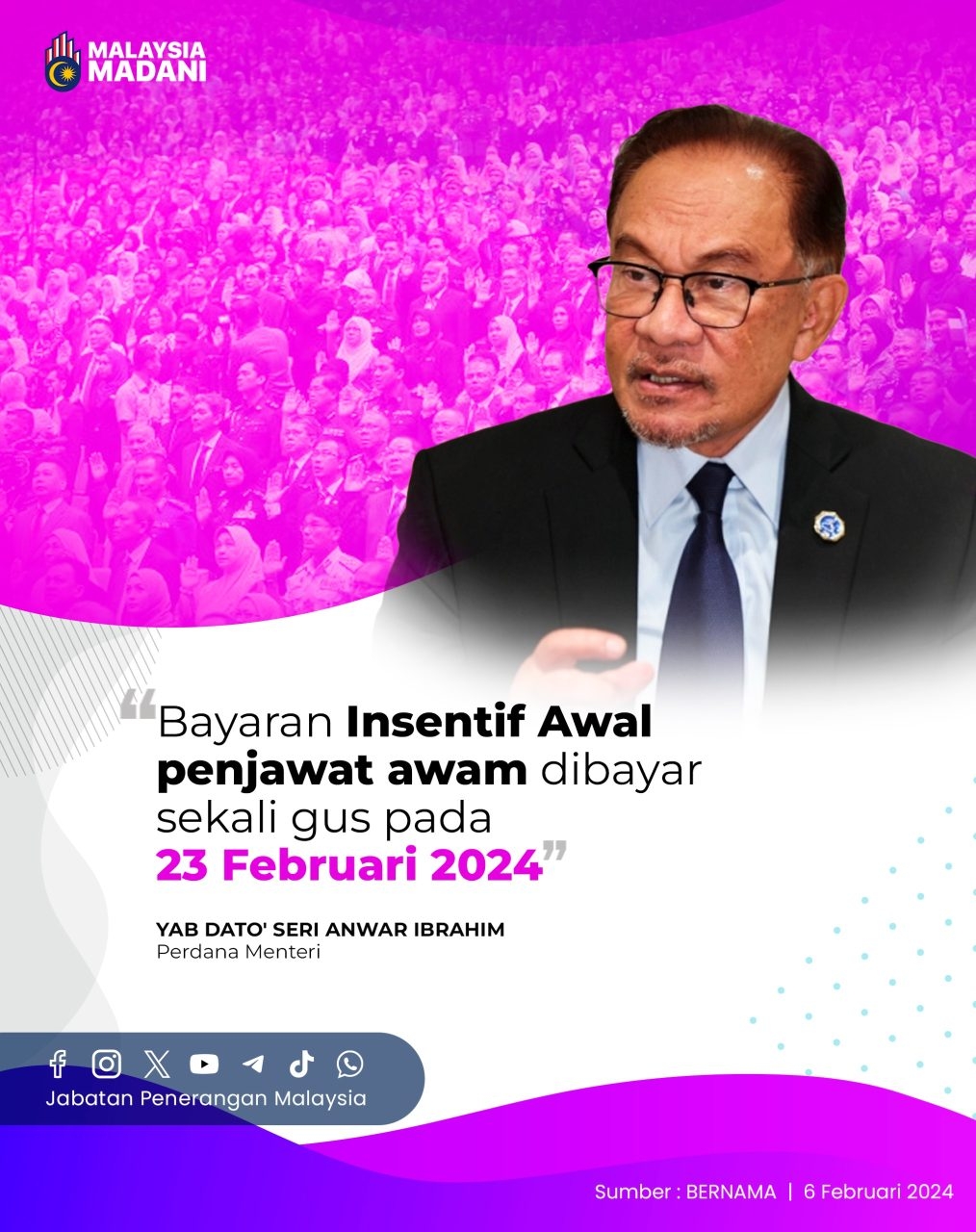 Bayaran Insentif Awal Penjawat Awam Dibayar Sekali Gus Pada 23 Februari ...