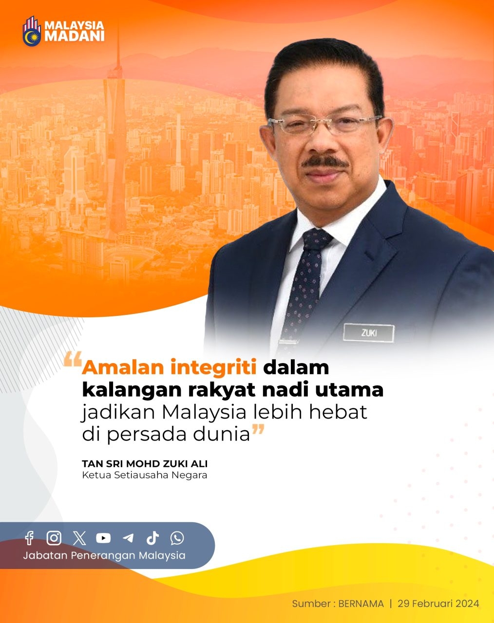 Amalan Integriti Dalam Kalangan Rakyat Nadi Utama Jadikan Malaysia ...