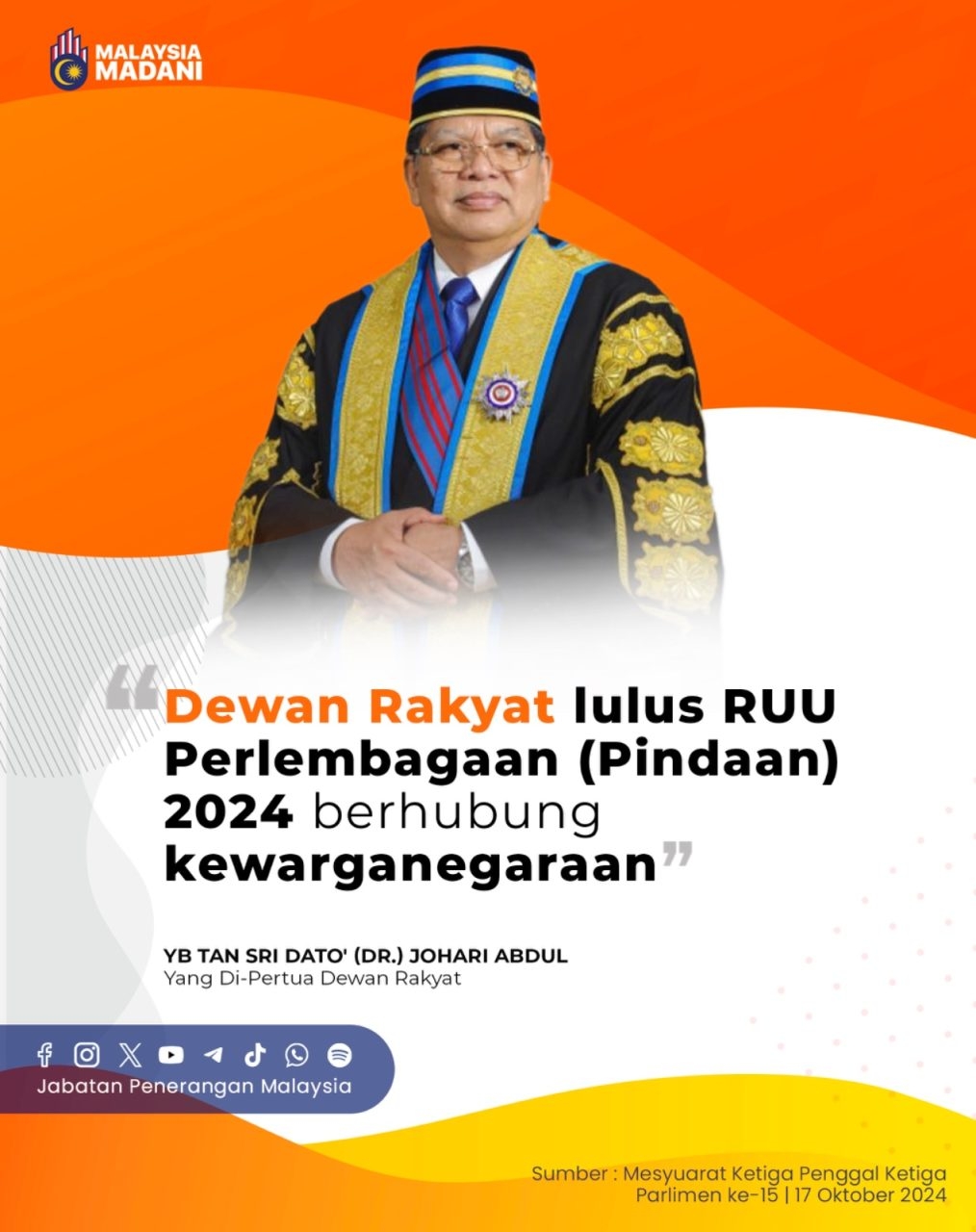 Dewan Rakyat Lulus RUU Perlembagaan (Pindaan) 2024 Berhubung ...